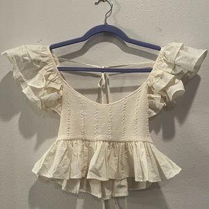 preppy white zara top